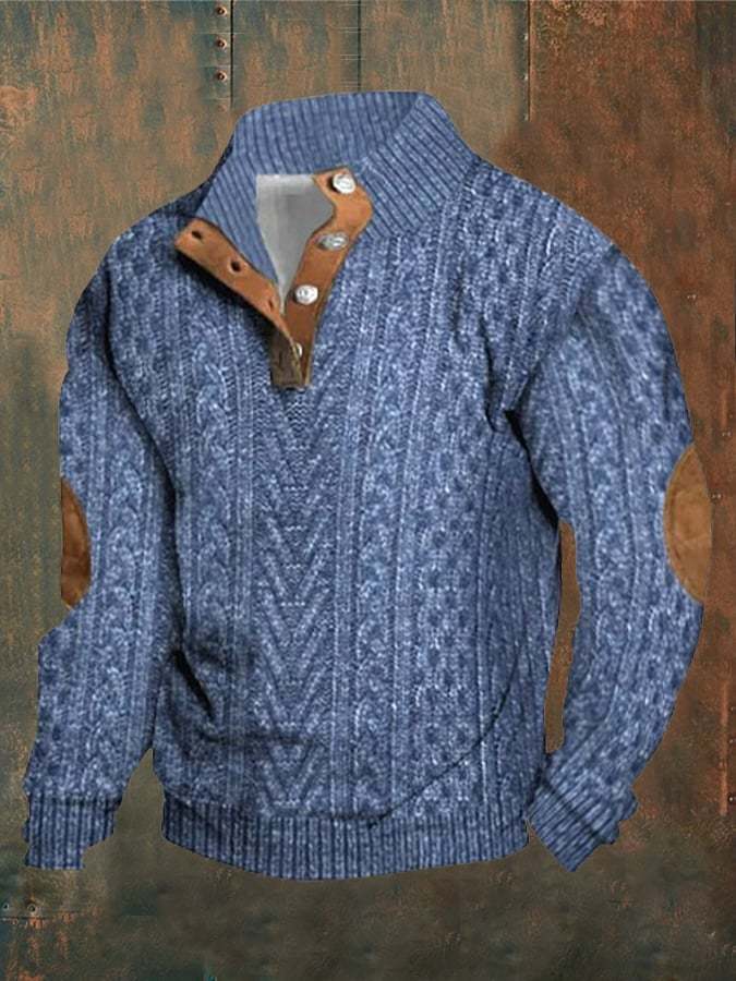 Men's Solid Color Standing Collar Casual Sweatshirt