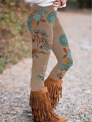Women's Western Horse Print Leggings