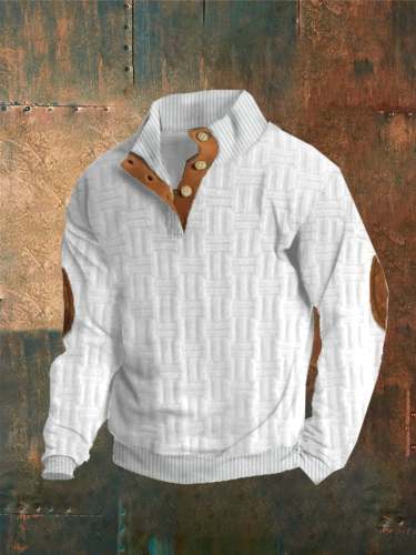 Men'S Plaid Print Button Casual Sweatshirt