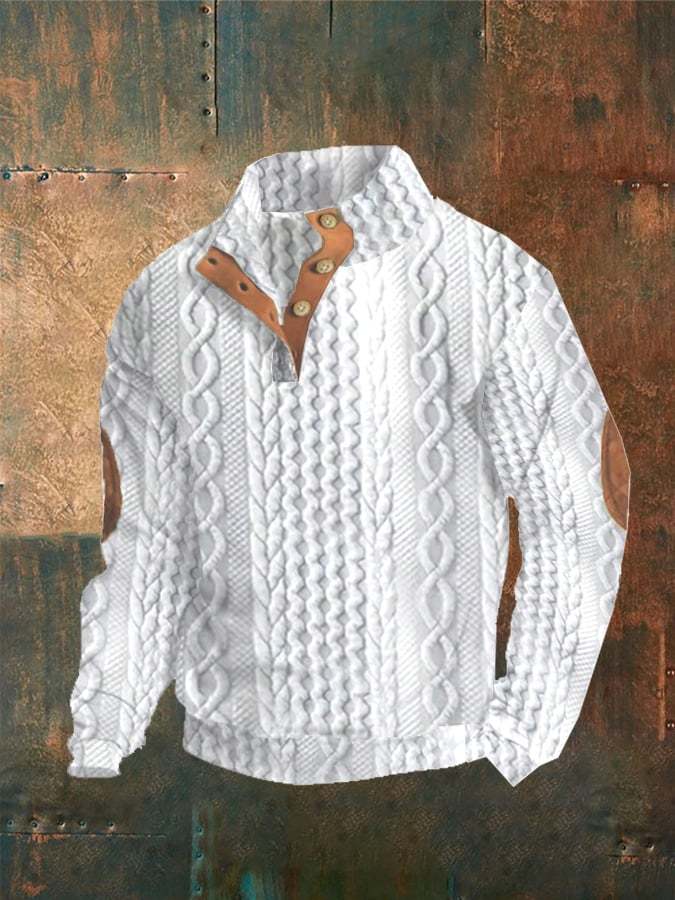 Men'S Plaid Print Long Sleeve Casual Sweater