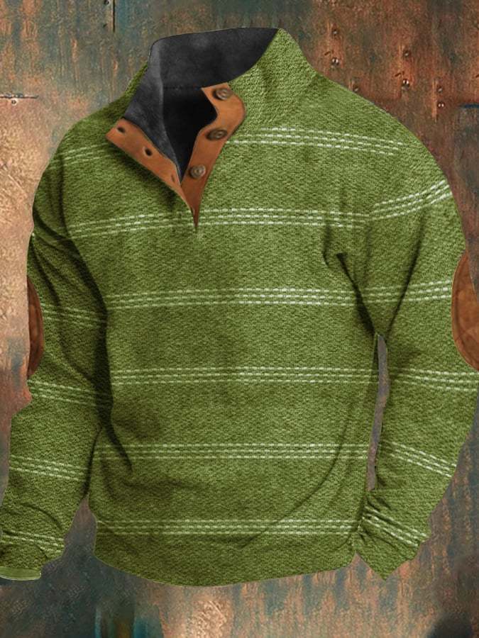 🔥BUY 2 GET 10% OFF🔥Men's Western Retro Print Element Design Stand Collar Button Sweatshirt