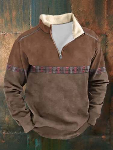 🔥BUY 2 GET 10% OFF🔥Men's Western Print Zipper Collar Long Sleeve Sweatshirt