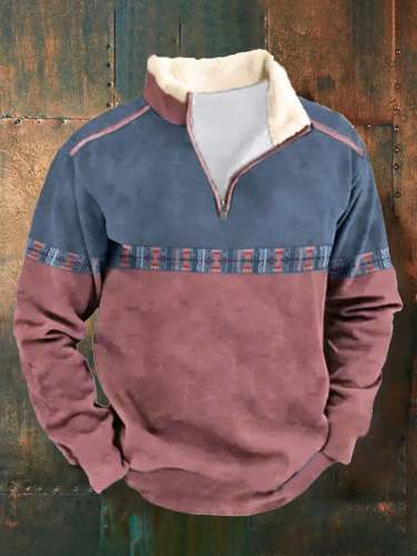 🔥BUY 2 GET 10% OFF🔥Men's Western Print Zipper Collar Long Sleeve Sweatshirt
