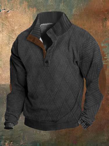 🔥BUY 3 GET 10% OFF🔥Men's Casual Knitted Jacquard Loose Half-Button Pullover Sweatshirt
