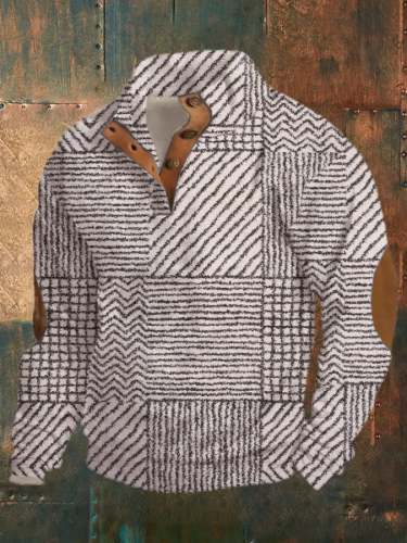 Men's Vintage Print Buttons Casual Sweatshirt