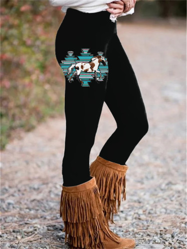 Vintage Western Horse Print Leggings