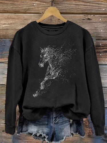 Horse Print Pullover Sweatshirt