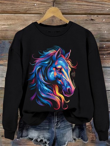 Horse Drawing Print Sweatshirt