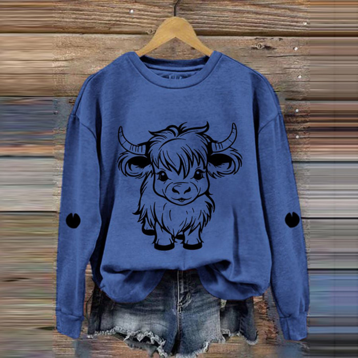 Women's Cute Highland Cow Casual Sweatshirt