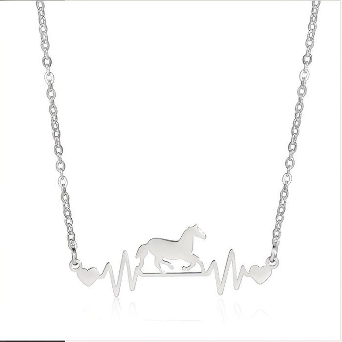 New Horse Heart Beat Electrocardiogram Necklace Lady Stainless Steel Personality Simple Street Shot Accessories