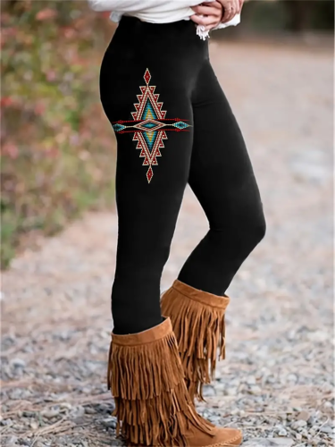 Western Ethnic Print Skinny Leggings