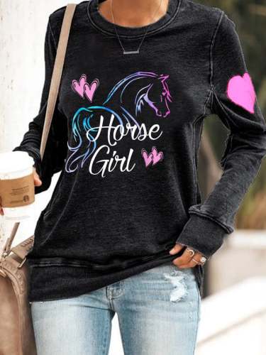 Women's Horse Girl Printed Sweatshirt