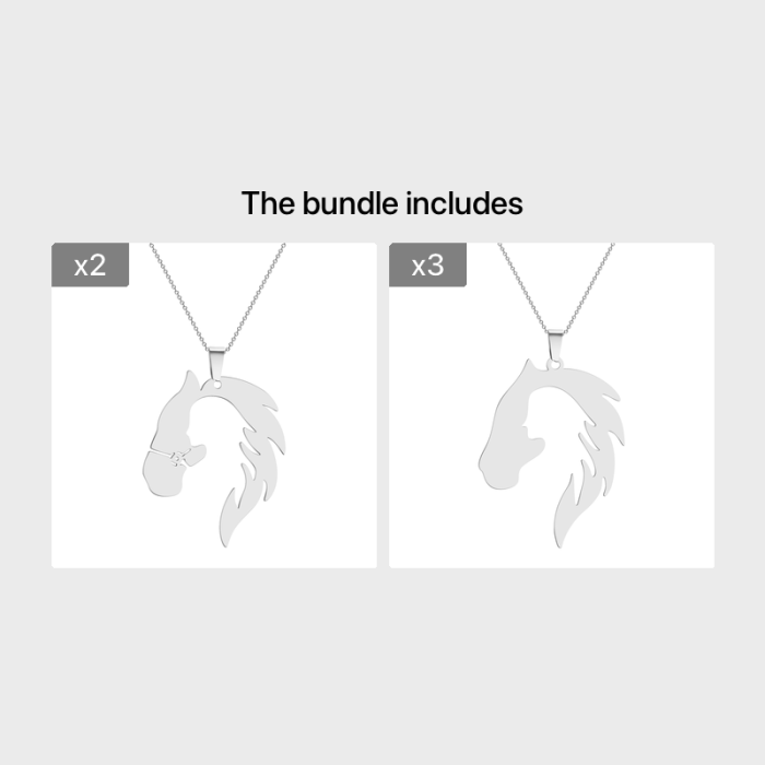 1pc Stainless Steel Handmade Hollow Out Girl Horse Pendant Necklace For Men