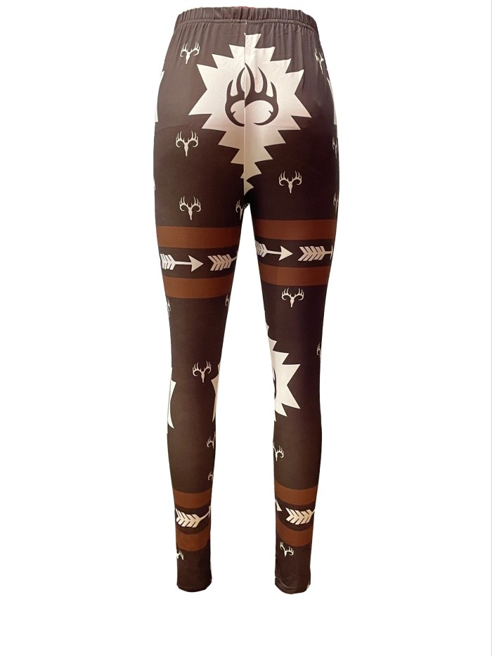 Ethnic Skull Print High Waist Leggings