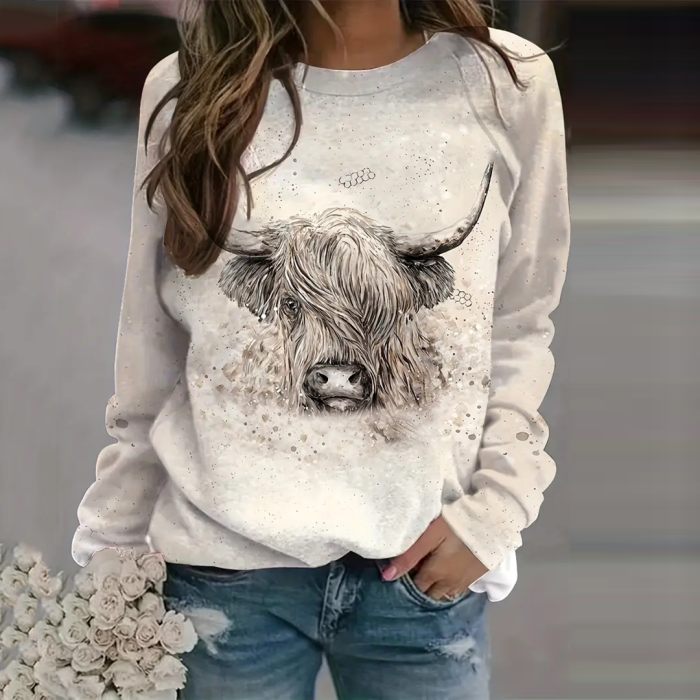 Women's Highland Plus Cow Print Casual Sweatshirt