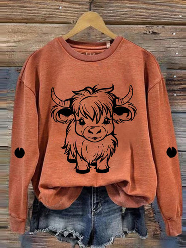 Women's Cute Highland Cow Casual Sweatshirt