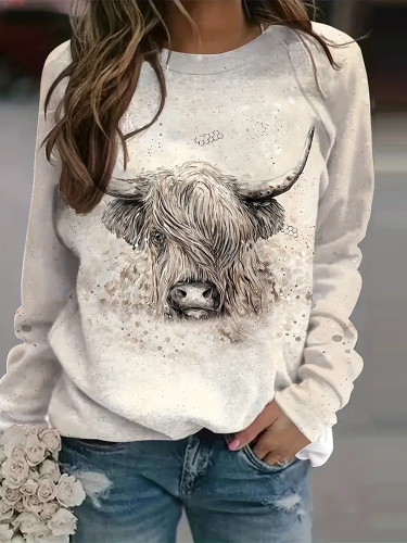 Women's Highland Plus Cow Print Casual Sweatshirt