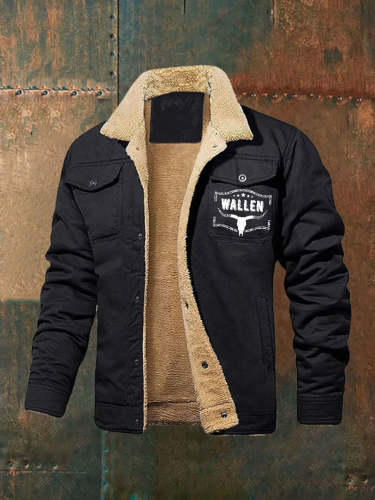 Men's Retro Western Printed Fleece Jacket