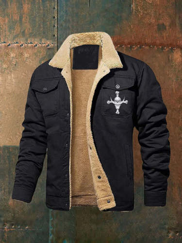 Men's Retro Western Printed Fleece Jacket
