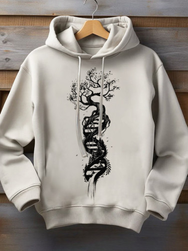 Men's Tree Gene Art Print Long Sleeve Hoodie