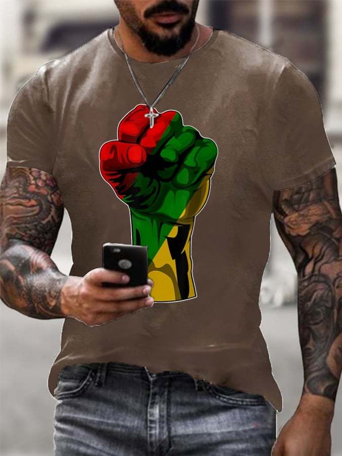 Men's Black History Month Print Short Sleeve Casual T-Shirt