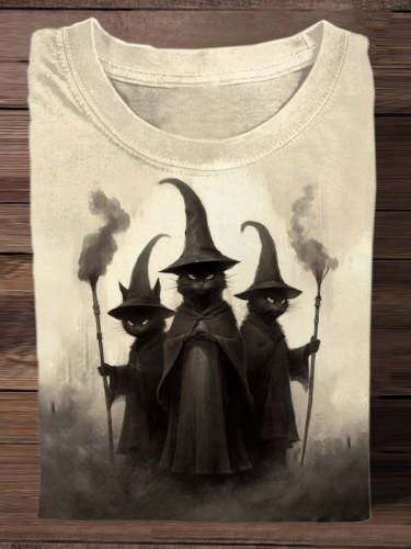 Cute Witch Art Print Unisex Crew Neck T-Shirt