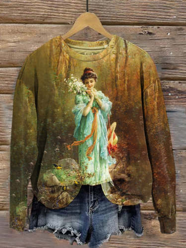 Retro Art Abstract Print Sweatshirt