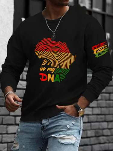 Men's It's My DNA Black History Month Printed Long Sleeve Sweatshirt