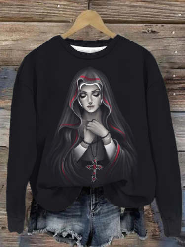 Unisex Saint Praying Art Abstract Print Sweatshirt