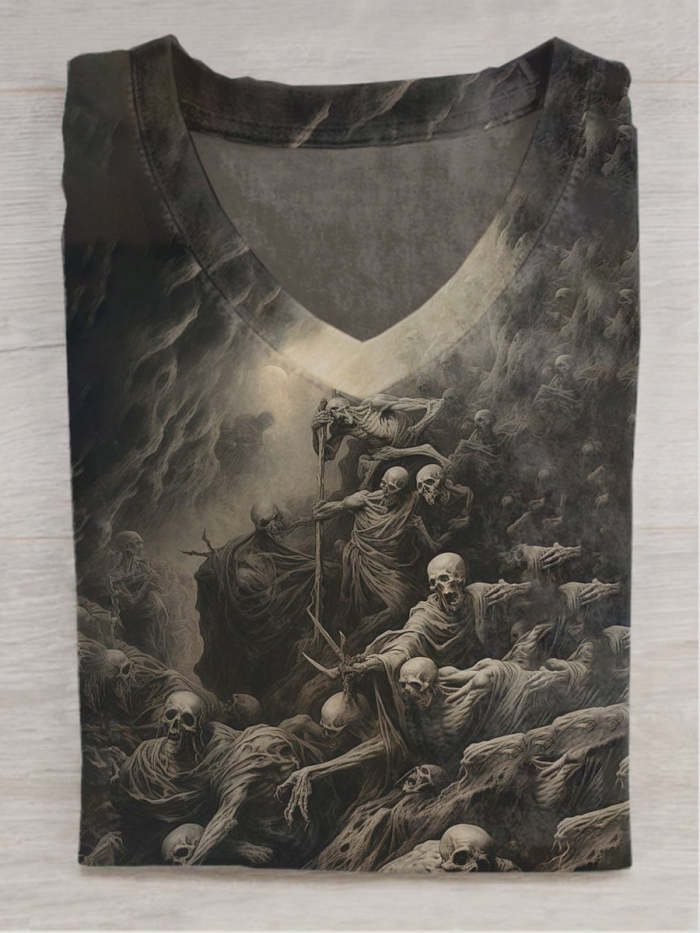 Unisex Hell Art Painting Print Casual Short Sleeve T-Shirt