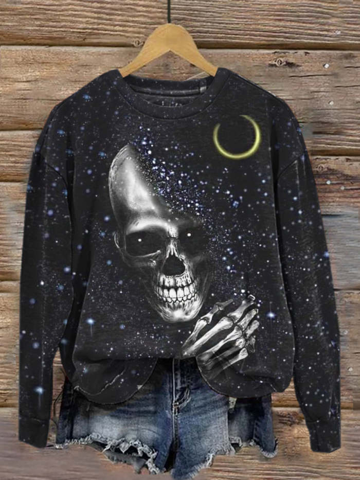 Retro Dark Beautiful Gothic Print Fashion Hooded Long Sleeve Sweatshirt