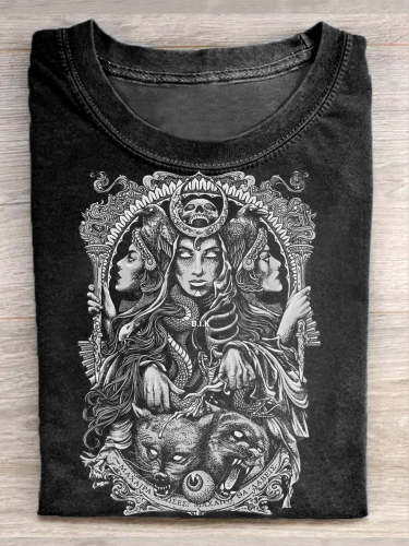 Unisex Hekate Goddess Print Casual Short Sleeve T-Shirt