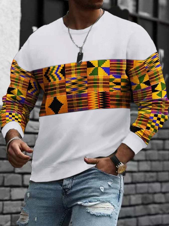 Men'S Casual Printed Long-Sleeved Sweatshirt