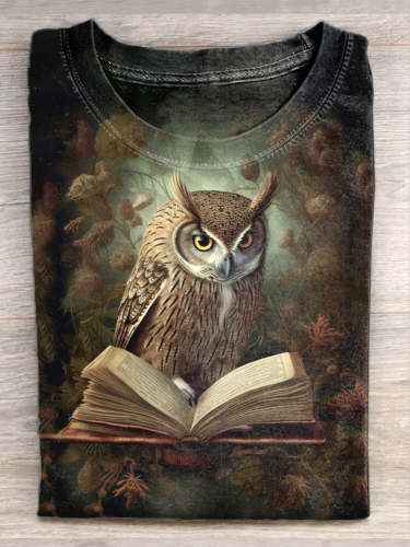 Unisex Owl Printed Casual Short Sleeve T-Shirt