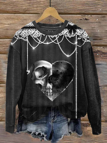 Retro Dark Beautiful Gothic Print Fashion Hooded Long Sleeve Sweatshirt