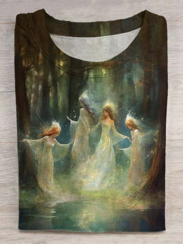 Unisex Fairy Dancing Art Abstract Print T-Shirt
