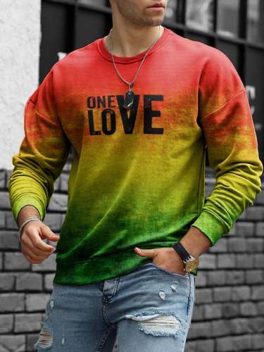 Men's One Love Print Long Sleeve Sweatshirt