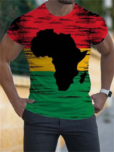 Men's Black Pride Africa Map Short Sleeve T-Shirt