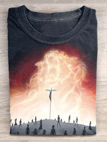 Unisex Jesus Art Illustration Print Casual Short Sleeve T-Shirt