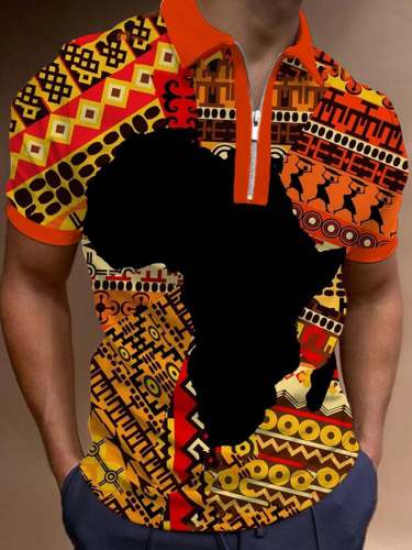 Men's Juneteenth Africa Maps Ethnic Kente Print POLO Shirt