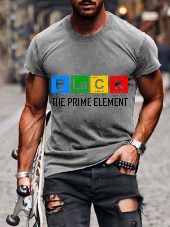 Men's Black The Prime Element Black History Month Print T-Shirt