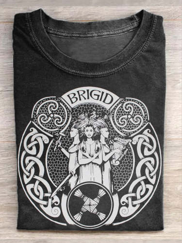 Unisex Brigd Pagan Wiccan Print Casual Short Sleeve T-Shirt