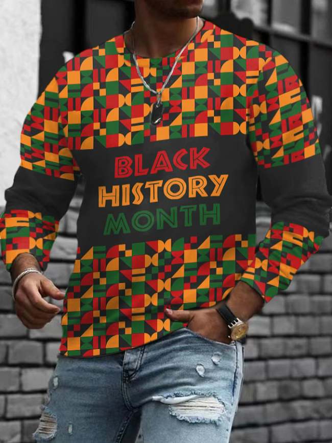 Men's Black History Month Printed Long Sleeve Sweatshirt