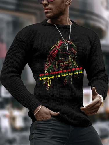 Men's Lion Rastafari Black History Month Print Long Sleeve T-Shirt