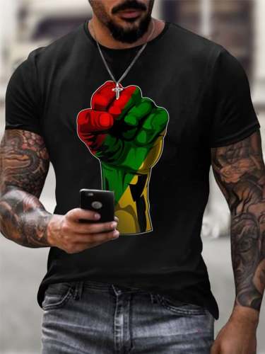 Men's Black History Month Print Short Sleeve Casual T-Shirt