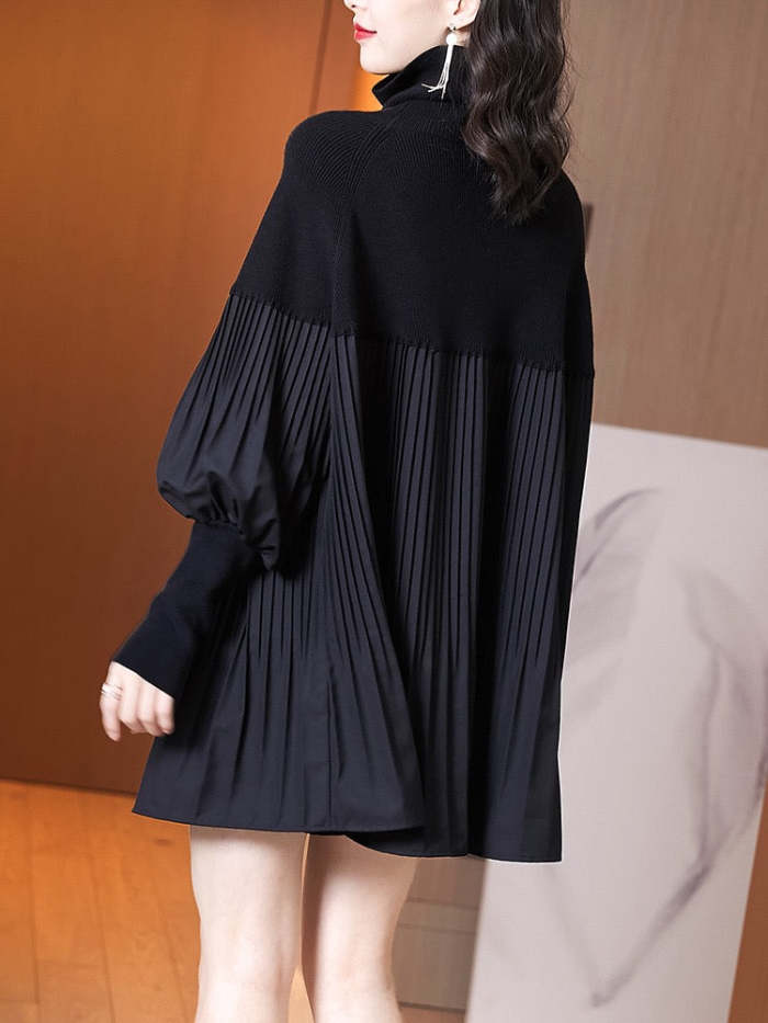 👩‍✨Plus Size Solid Color Lantern Sleeve Knit Dress