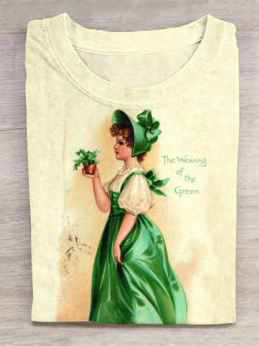 Retro St. Patrick's Day Wear Green Irish Girls Short Sleeve T-Shirt