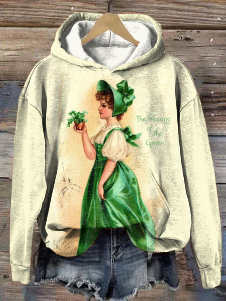 Retro St. Patrick's Day Dressed Green Irish Girls Hooded Sweatshirt