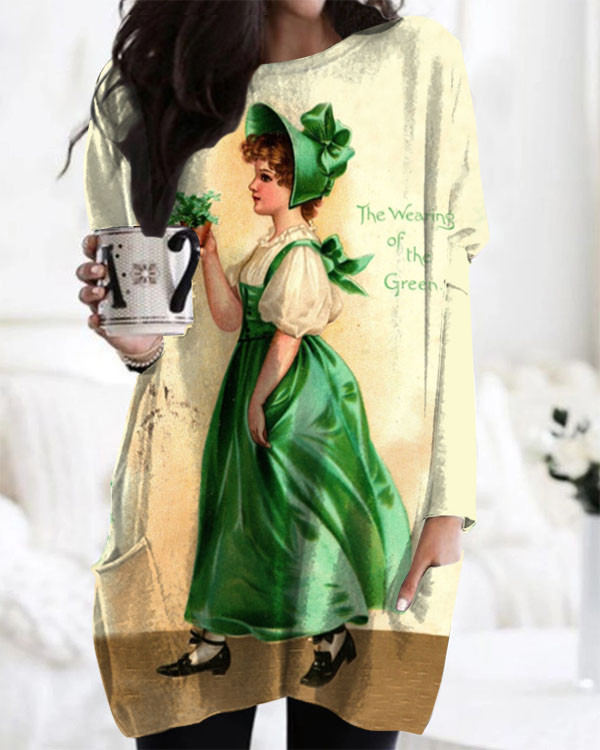 Retro St. Patrick's Day Dress Green Irish Girls Midi Top