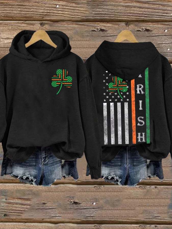 Women'S Flag Irish St. Patricks Day Print Casual Hoodie